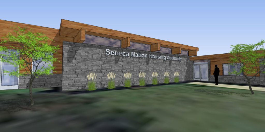 A rendering of the seneca nation building.
